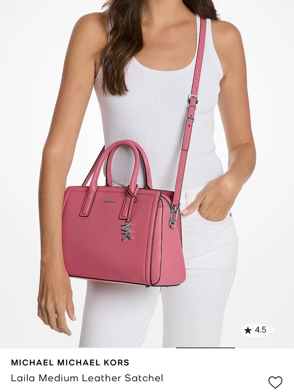 MICHAEL Michael Kors Leather Satchel with Shoulder Strap in color Rosewood